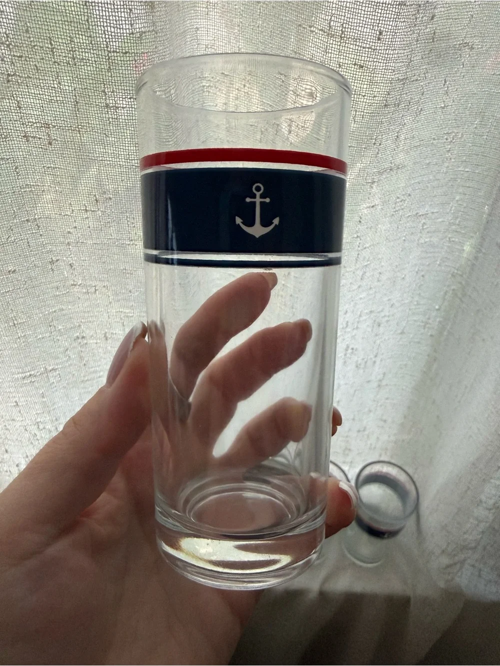 Nautical Anchor Highball Glasses - Navy and Red Set